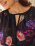 Black Georgette Floral Printed Gathered Dress